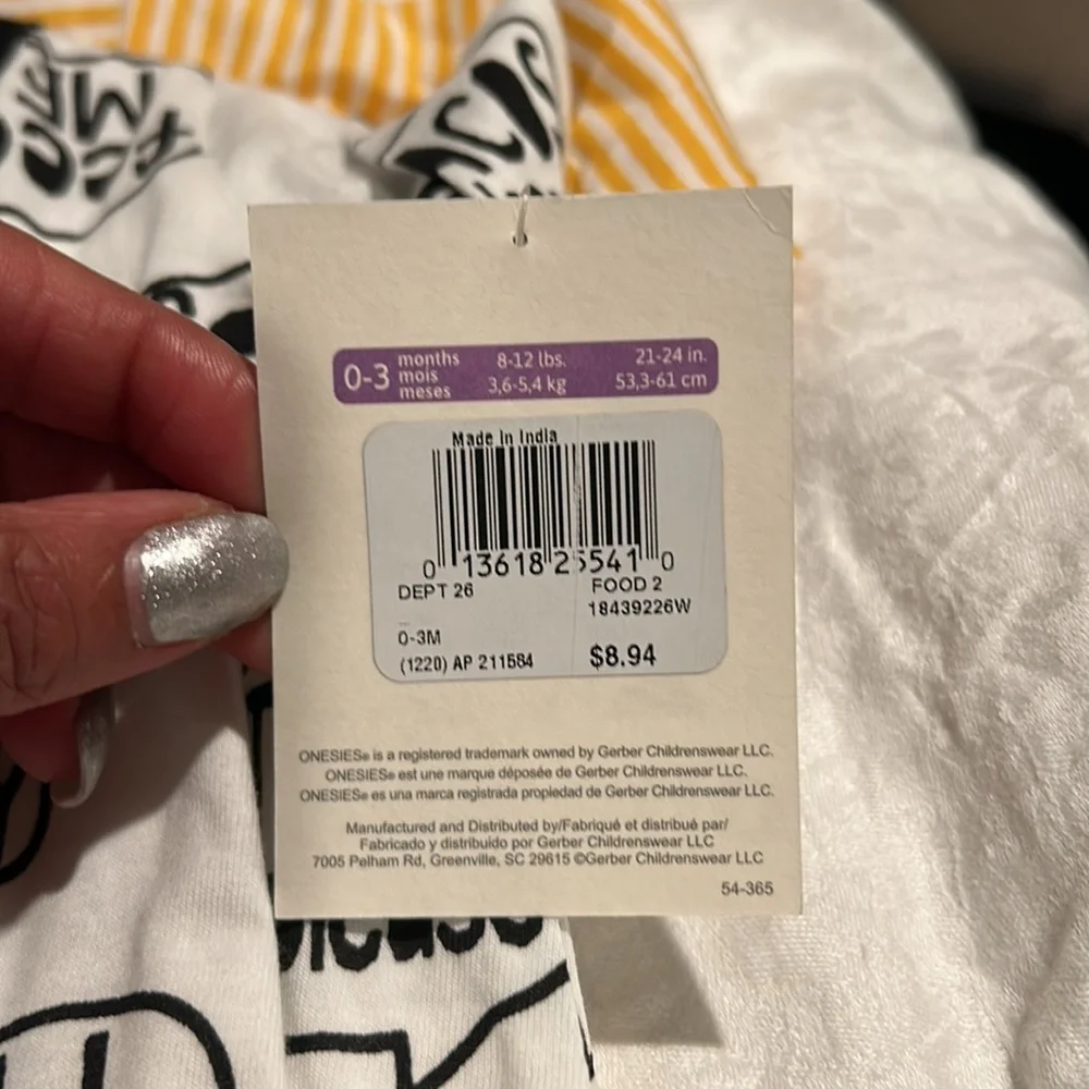 Brand new Carter’s Onesie’s ‘Feed Me’ ‘ Tacos‎ Please’ and Striped patterns